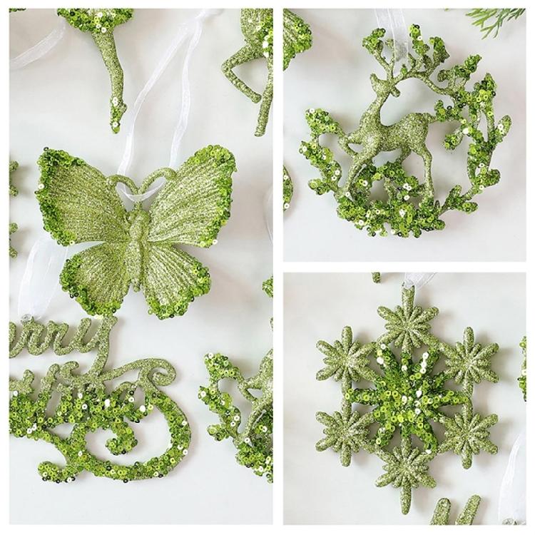 Shatterproof Snowflake Christmas Tree Ornament Glittering Green Acrylic Hanging Decoration Seasonal Accessories