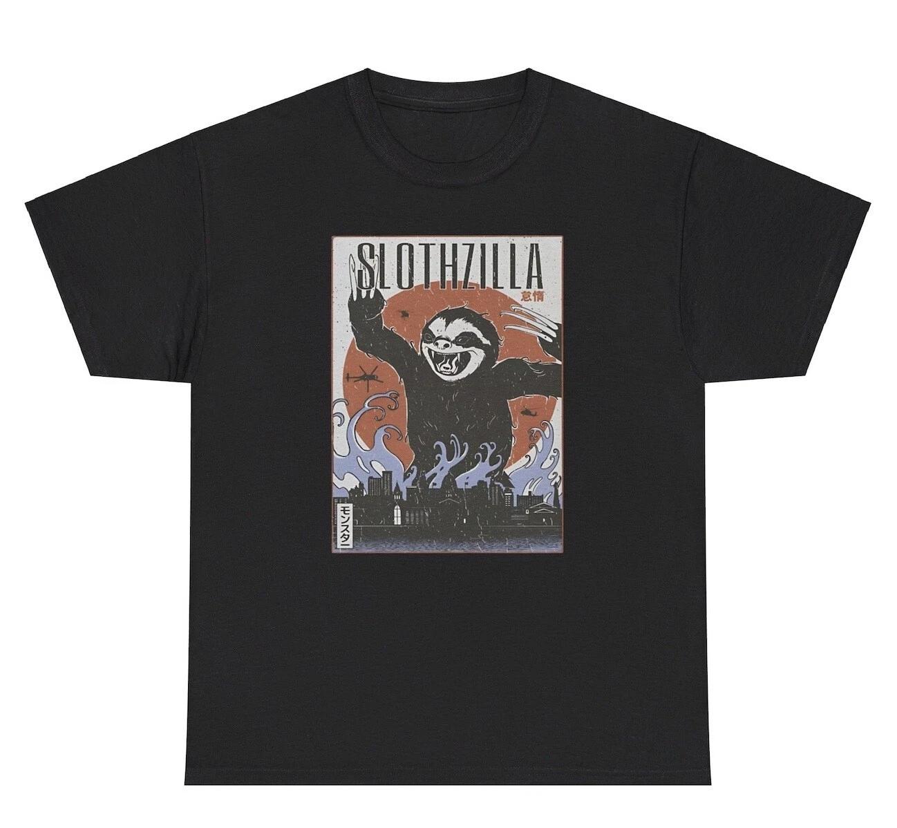 Slothzilla T Shirt Funny Sloth Lover Movie Parody Silly Meme Humor Tee XXXL