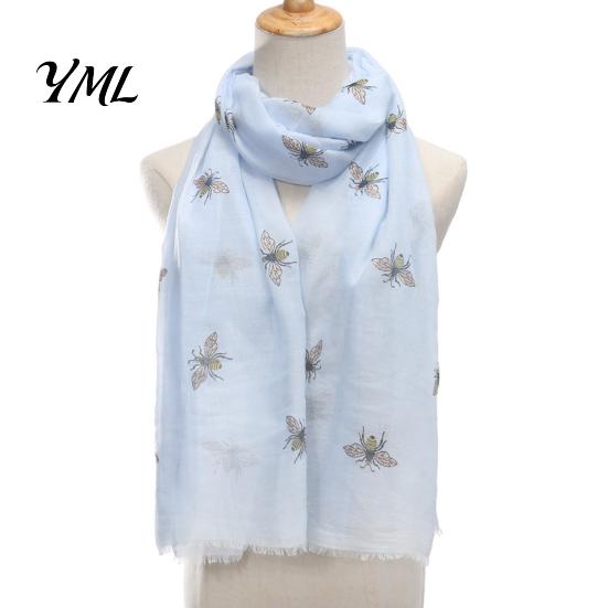 Sun Protection Headscarf for Summer Lightweight Scarf Women, Cute Bee Pattern Neck Scarf, Polyester Daily Commuting Soft Long Thin Shawl Wrap