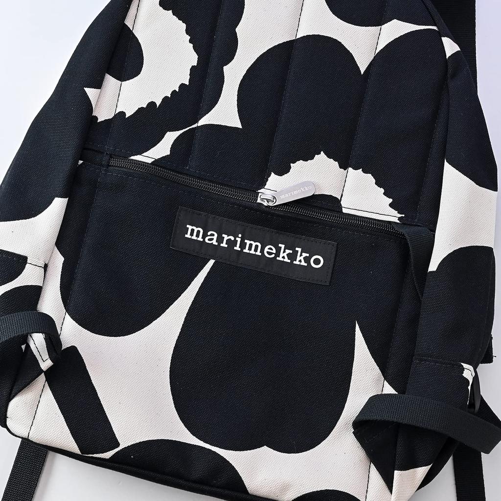 Marimekko Enni Unikko Backpack, Black and Off-White, 091650 192 [Product Code]