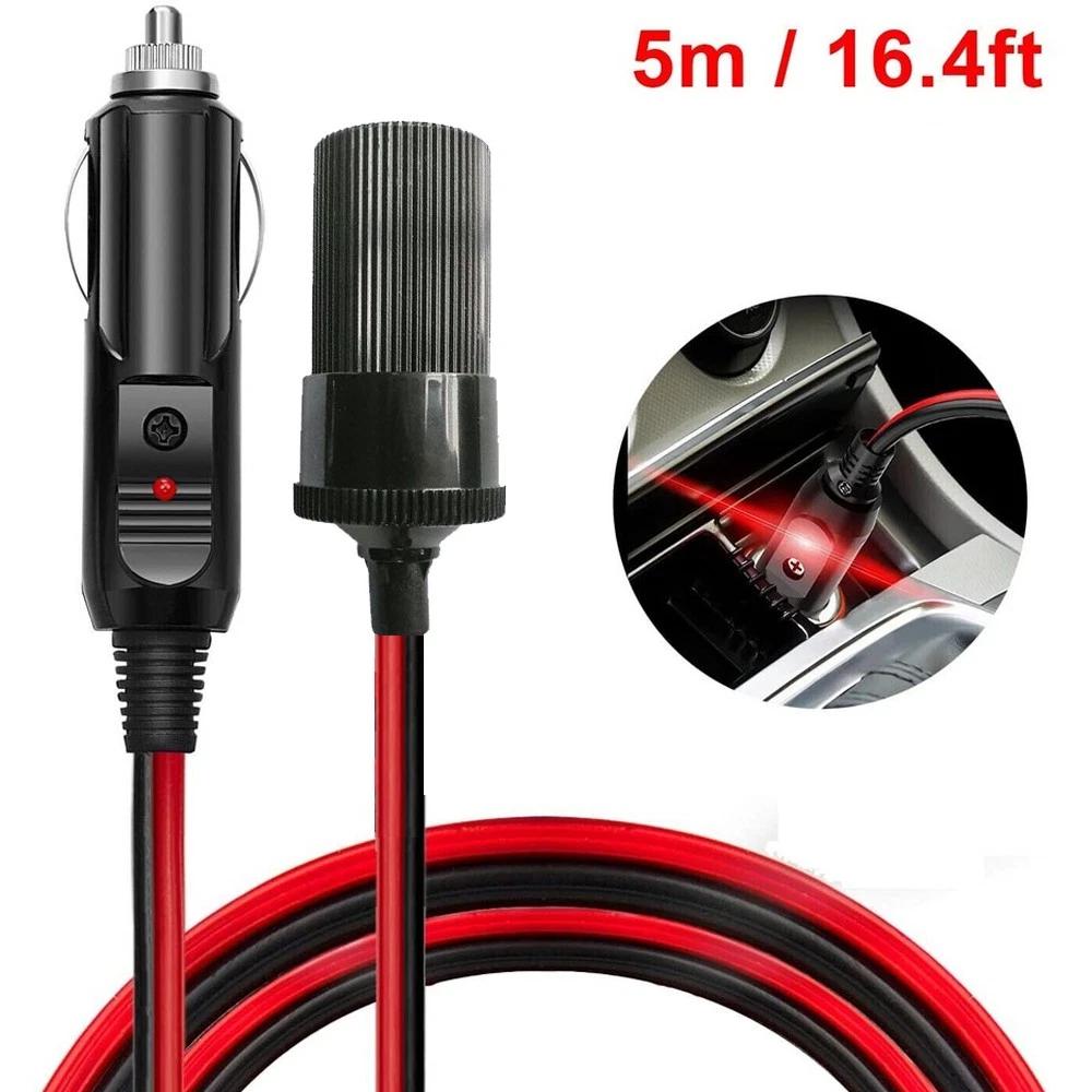 12V/24V Car Cigarette Lighter Extension Cord Heavy Duty Auto DC Power Plug Connector For Tire Inflators Cleaners & Adapter S4S0