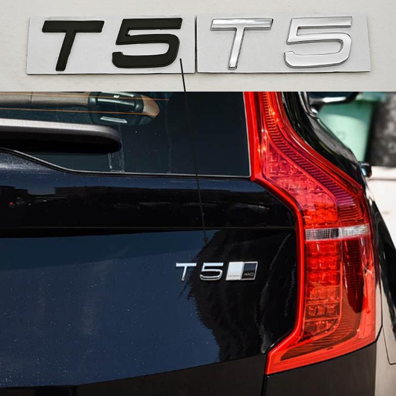 3D Metal Car Badge Logo T5 T6 AWD Rear Trunk Emblem Decals For Volvo S40 S60 S80 V60 V70 V90 XC40 XC60 XC90 Exterior Accessories