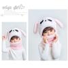 Children Cartoon Cute Bear Rabbit Hat Scarf Girls Boys Winter Soft Thicken Scarves Beanie Double Warm Fleece Kids Hats