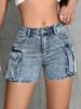 New Trendy European & American Workwear Style Double Pocket Hip-Hugging Hot Shorts for Slimming Girls