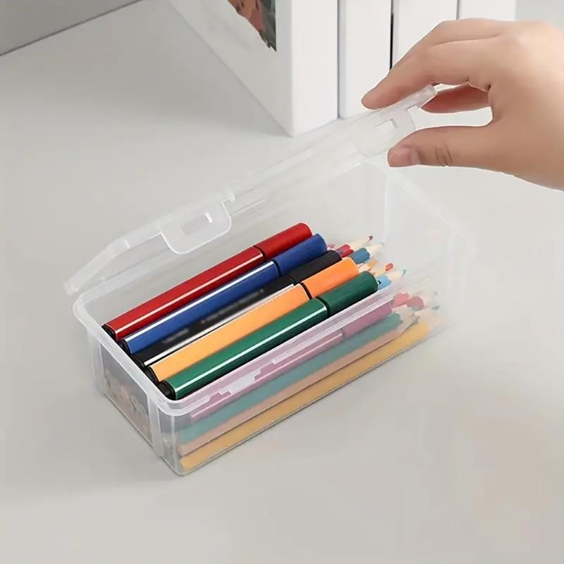 2/3Pcs Clear Hard Pencil Case Stackable High Capacity Pencil Case Colored Pencil Organizers Box for Sketch Pencil Marker