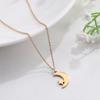 Stainless Steel Crescent Moon Star Pendant Necklace Ladies Birthday Party Jewelry Gift Cute Fashion Accessory