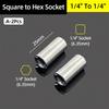 1/4" 3/8” 1/2” Square Drive To 1/4" Hex Shank Socket Adapter Converter Quick Change Bit Holder Repair Hand Tools Accessories