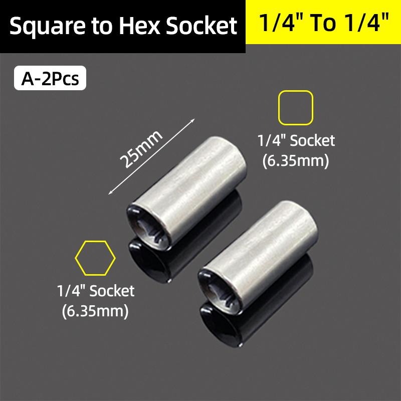 1/4" 3/8” 1/2” Square Drive To 1/4" Hex Shank Socket Adapter Converter Quick Change Bit Holder Repair Hand Tools Accessories