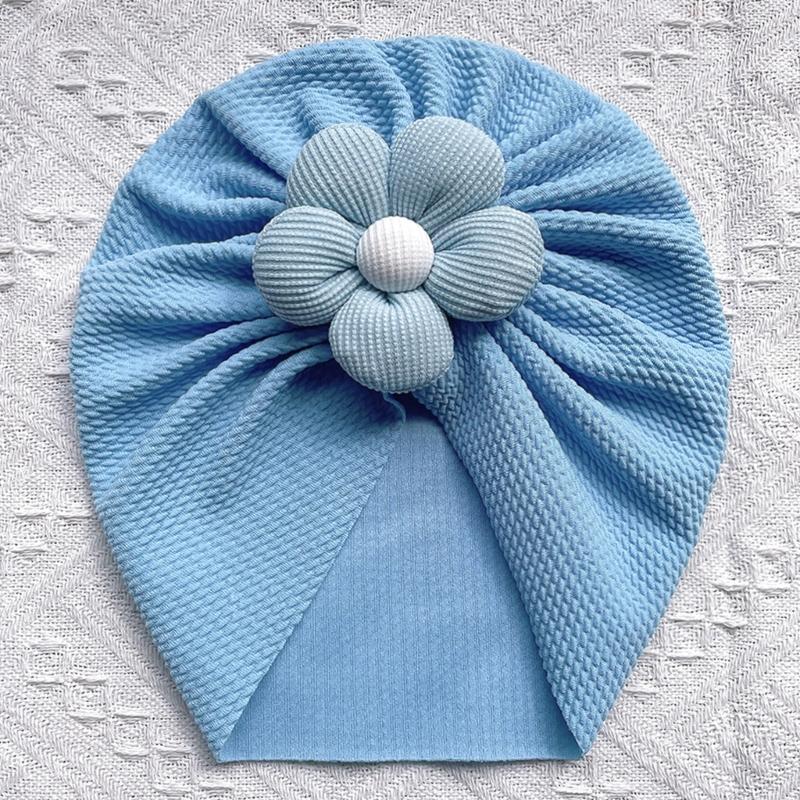 Nursery Hospital Turban Hat for 0-2 Years Baby Girls Infants Baby Beanie Cap Headwrap with Big Flower Soft Bonnet Cap