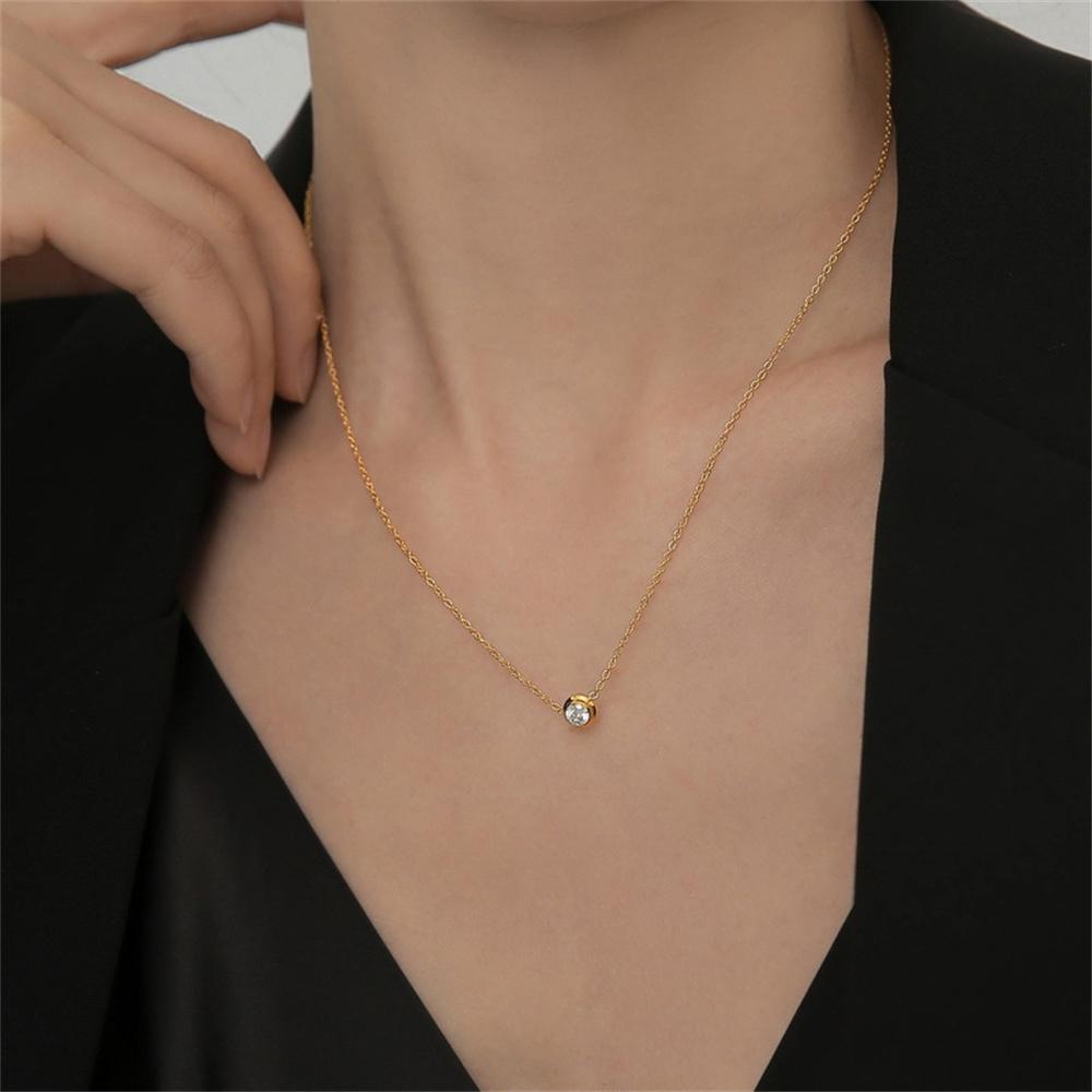Punk Fashion Tiny CZ Circle Round Pendant For Women Gold Color Stainless Steel Choker Chain Necklace Female Jewelry Gift 2025