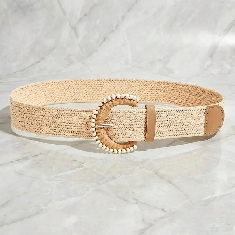 Fashion Women's Woven Elastic Belt Simple Women's Play Beach Belt Personalized Women's Bohemian Belt