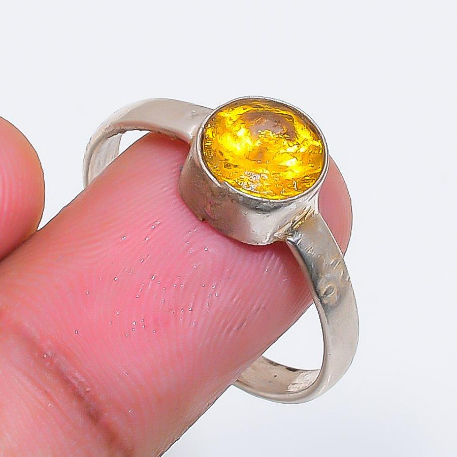 Natural Citrine Gemstone 925 Sterling Silver Jewelry Ring Size 10.5 ZS-1712