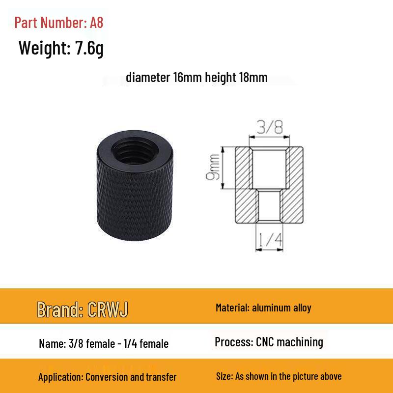 1/4 to 3/8 M4 M5 M6 M8 Screw Adapter for Tripod, Pan/Tilt Camera, Hot Shoe Mount & Light Stand