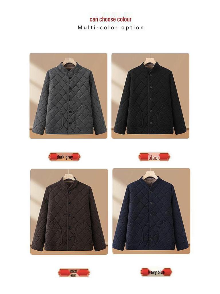 Men's Thickened Winter Cotton Jacket with Fleece Lining – Warm, Cold-Proof Coat for Middle-Aged and Elderly Dads.