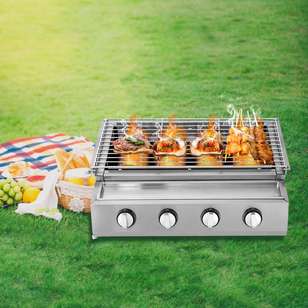 Portable BBQ Propane Gas Stove Grill Stainless Steel Patio Garden Barbecue Grill Small Outdoor Cooking Tools