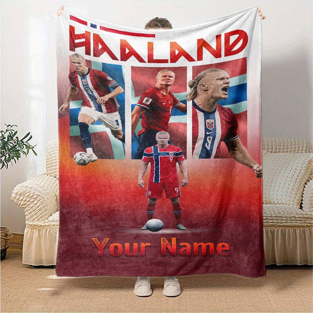 Haaland (68) Personalized Name Blanket Multi-purpose Personalized Blanket Warmthful Decor Throw For Living Room Nap Chair Picnics All-Season Use