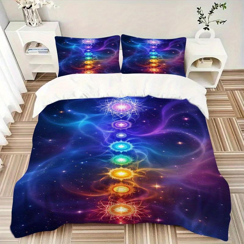 3Pcs Chakra Balance Printed Bedding Set, Breathable And Soft,(Includes 1 Duvet Cover And 2 Pillowcases, Quilt Not Included) Yy250815208