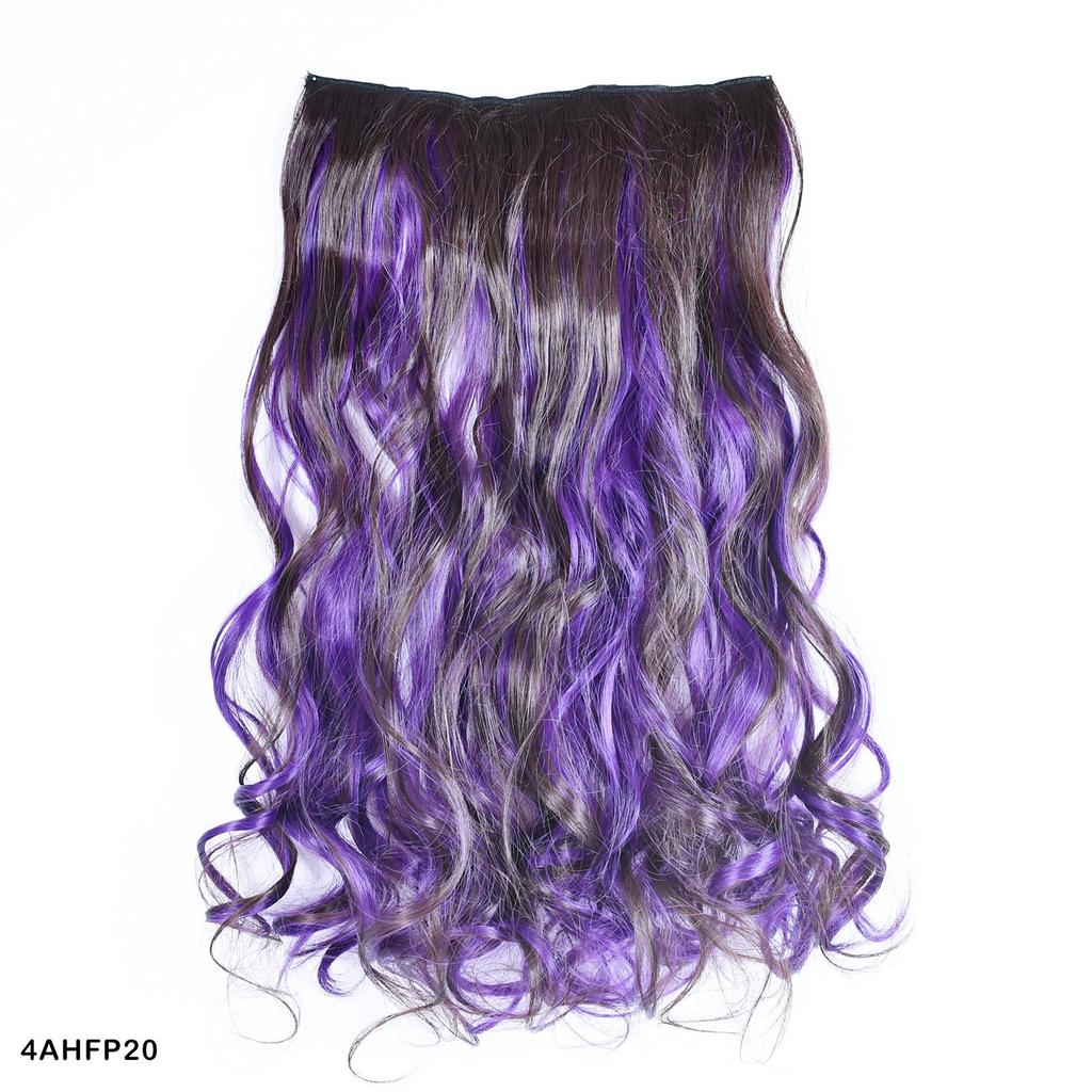 Highlighted Piano Color Hairpiece clip in hair extesnion one piece with 5Clips Long Wavy Hair Brown Red Blue colorful hair