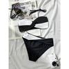Women's Black And White Twist Front Two-Piece Bikini Swimsuit
