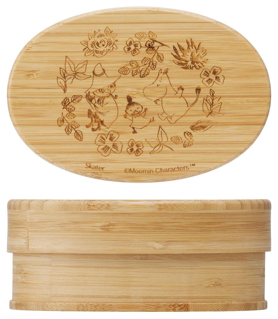 Skater Bamboo Lunch Japanese Oval with Dividers and Lunch Moomin Design Box, 600ml, Style, Shape, Belt, (BWLB6-A)