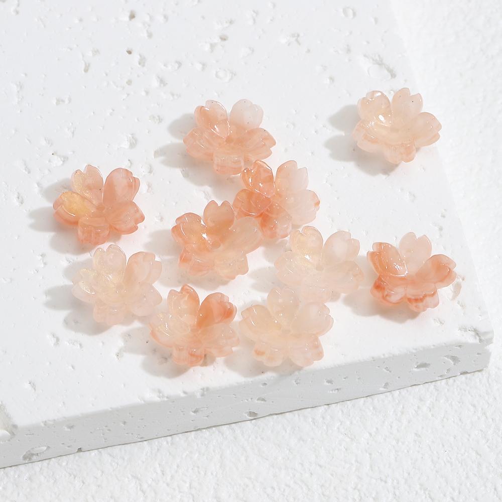 10/20/50pcs Resin Flower Beads Caps Cherry Blossoms Petal Charms Pendants Loose Spacer Bead for Earrings Hair Jewelry Making DIY
