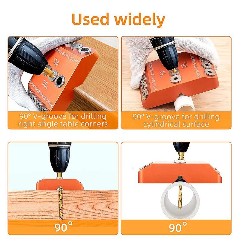 ABUL-Drill Guide 30 45 90 Degree Angle 4 Size Drill Hole Lag Screw Drill Template Jig For DIY Wood Crafts Stair Wire Handrail Du