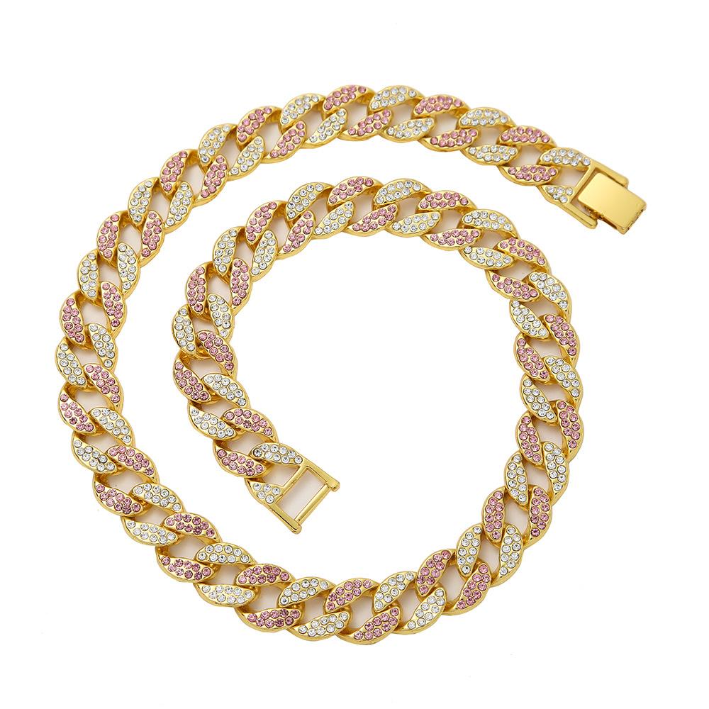 Hip Hop Wind Full Diamond Alloy 15Mm Cuban Necklace Jewelry Hip Hop Chain Men S Women S Jewelry Short