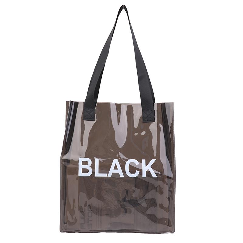 

Transparent Tote Bag Waterproof Pvc Jelly Shoulder Bag Large Capacity Storage Bags Beach Swimming Handbag чорний