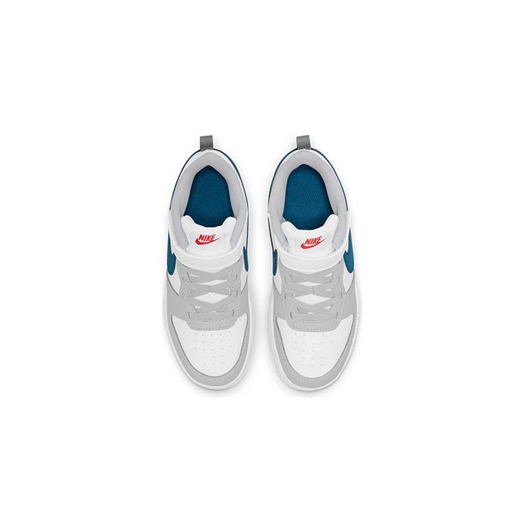 Nike Court Borough 2 Low Top Skateboard Shoes White Gray Blue Kids' BQ5451-117