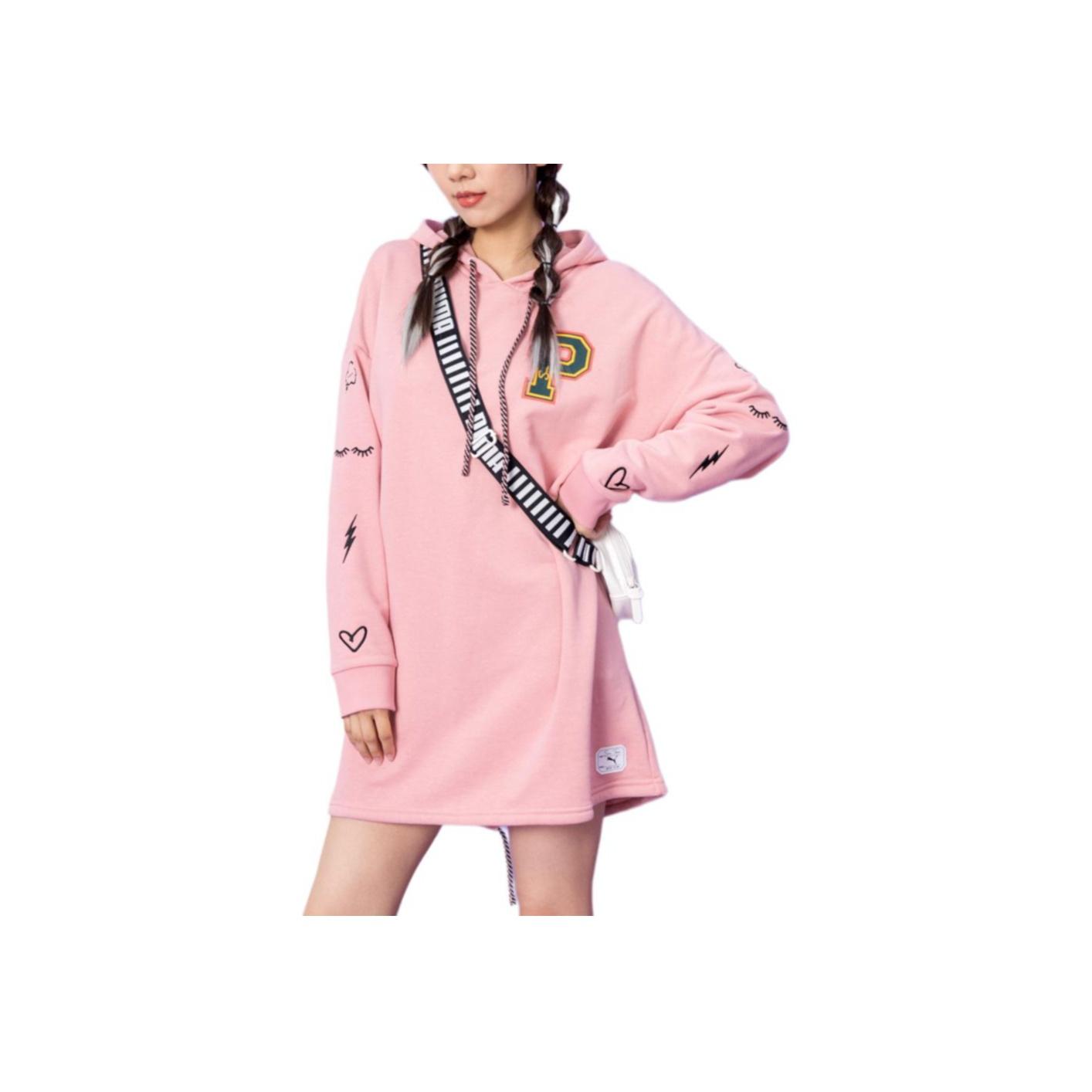 

Коллаборация Puma X Sue Tsai Дизайн с принтом букв Удобное свободное платье с капюшоном и длинным рукавом Женские платья Светло-розовый 595233-14 XS