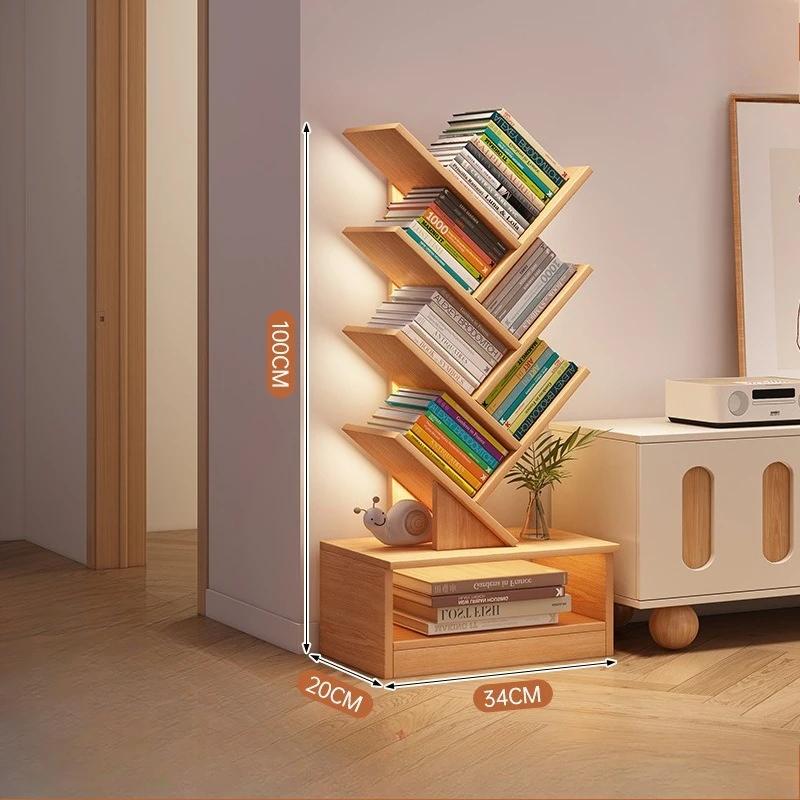 Solid Wood Tree-shaped Bookshelf Floor-to-ceiling Does Not Take Up Space Shelf Living Room Storage Shelf Display Shelf Household