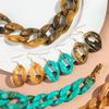 Statement Acrylic Earring Necklace Set for Women Men Boho Thick Link Chain Pendant Rock Jewelry Gifts