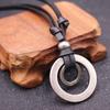 Vintage Men Women Double Circle Adjustable Leather Cord Necklace Pendant Jewelry Christmas Gift Initial Necklace