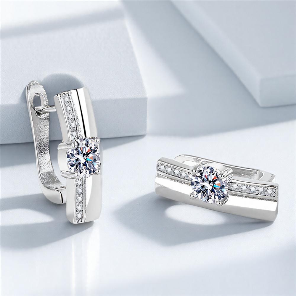 Female White Zircon Stone Round Hoop Earrings Vintage Fashion Gold Silver Color Wedding  For Women