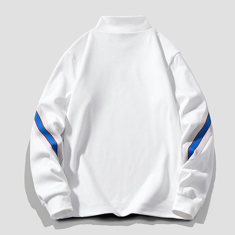 Men's Autumn and Winter New Solid-color Semi-turtleneck with Warm Bottom Pullover T-shirt Top