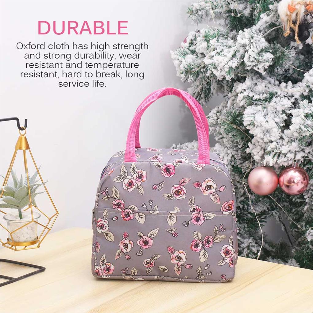 Lunch Bag Carry Holders Containers Rose Pattern Picnic Organizer Container Worker Student Food Storage Bags Carrying Pouches