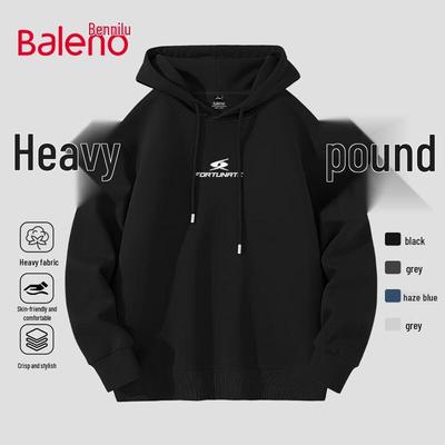 Baleno Men's American Retro Letter Print Hooded Sweatshirt