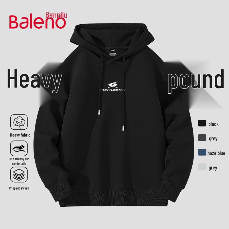 

Baleno Men s American Retro Letter Print Hooded Sweatshirt M
