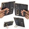 Oatsbasf for Samsung Galaxy Z Fold 8 Ultra Leather Case,with 360° Metal Kickstand & Finger Strap, Shockproof Hinge Protection