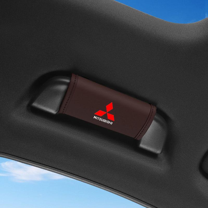 Skórzana Pokrywa Podłokietnika z Logo Samochodu Pokrowce Ochronne na Uchwyt Dachowy Dla Mitsubishi Asx Lancer Outlander Pajero Ralliart Akcesoria Stylizacja Samochodu