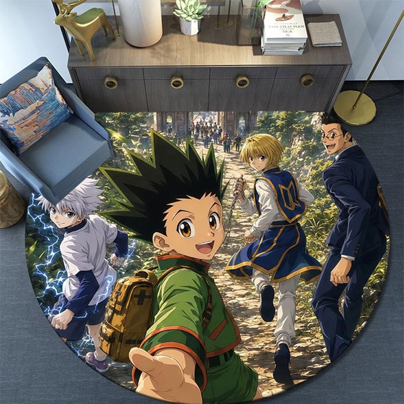 Hunter × Hunter,Round Area Rug,Carpet Rug for Living Room Bedroom Sofa Playroom Decor,Non-slip Floor Mat