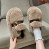 Lamb Wool Warm Wool Shoes Women's 2025 New Winter Thick-soled Belt Buckle, Velvet Warm One-pedal Cotton Shoes