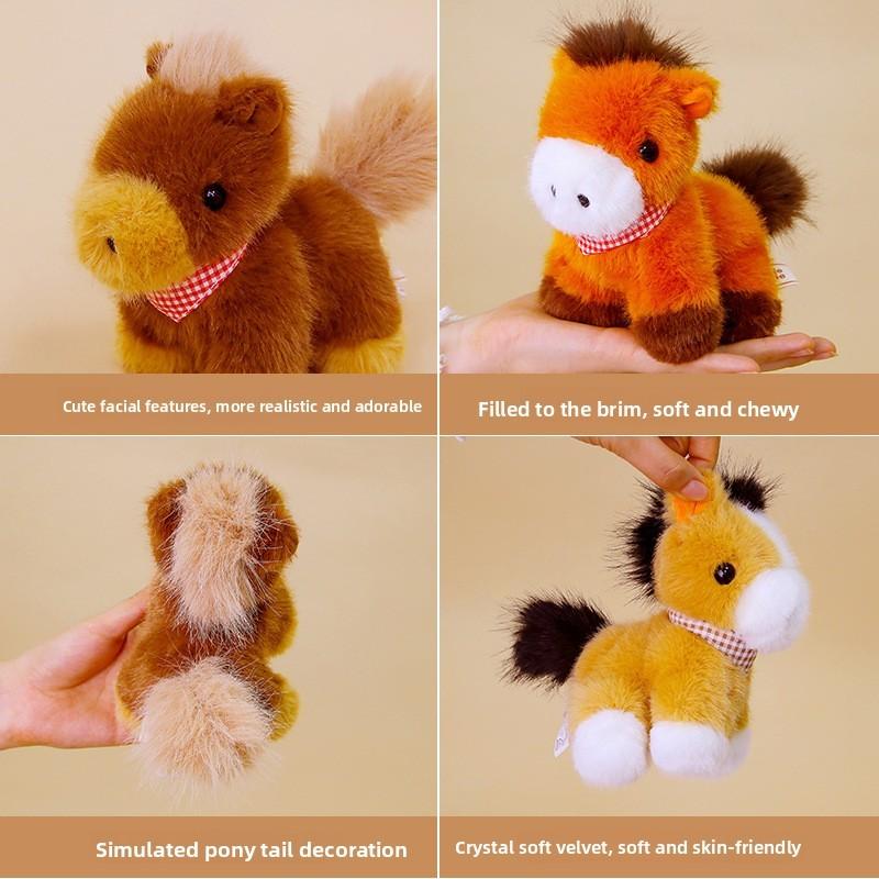 Plaid Cute Scarf Pony Plush Toy Doll Desktop Decoration Ornament For Gift