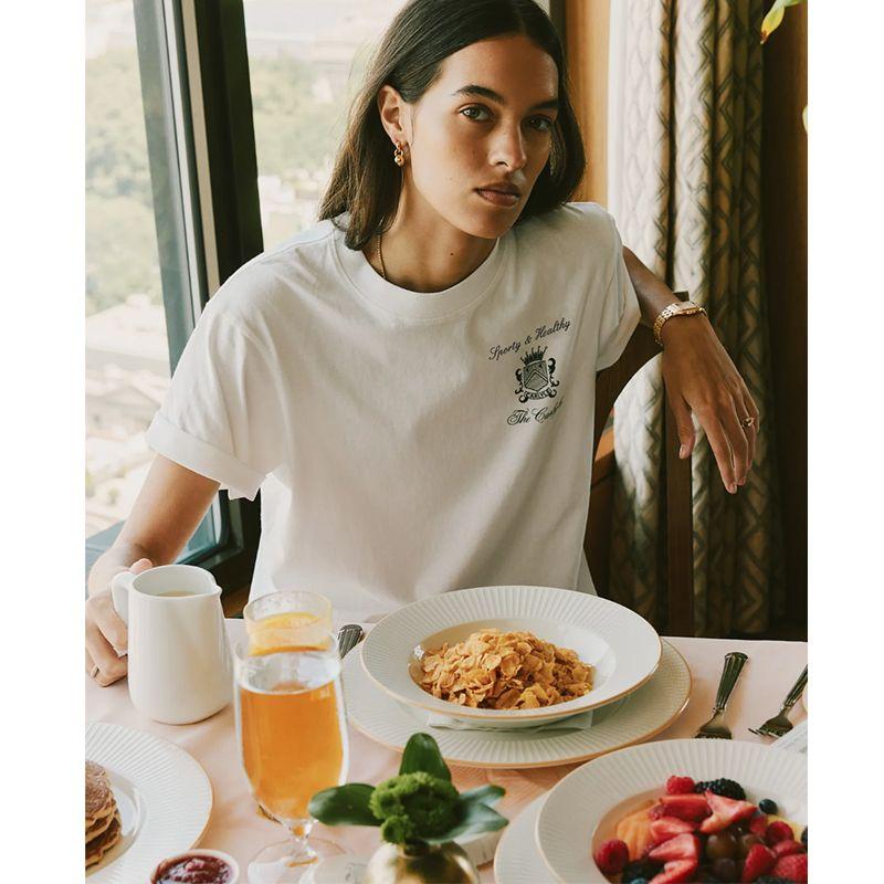 American Vintage Sports Style Pure Cotton Niche Badge Letter Print Fitness Exercise Short Sleeve T-shirt Women