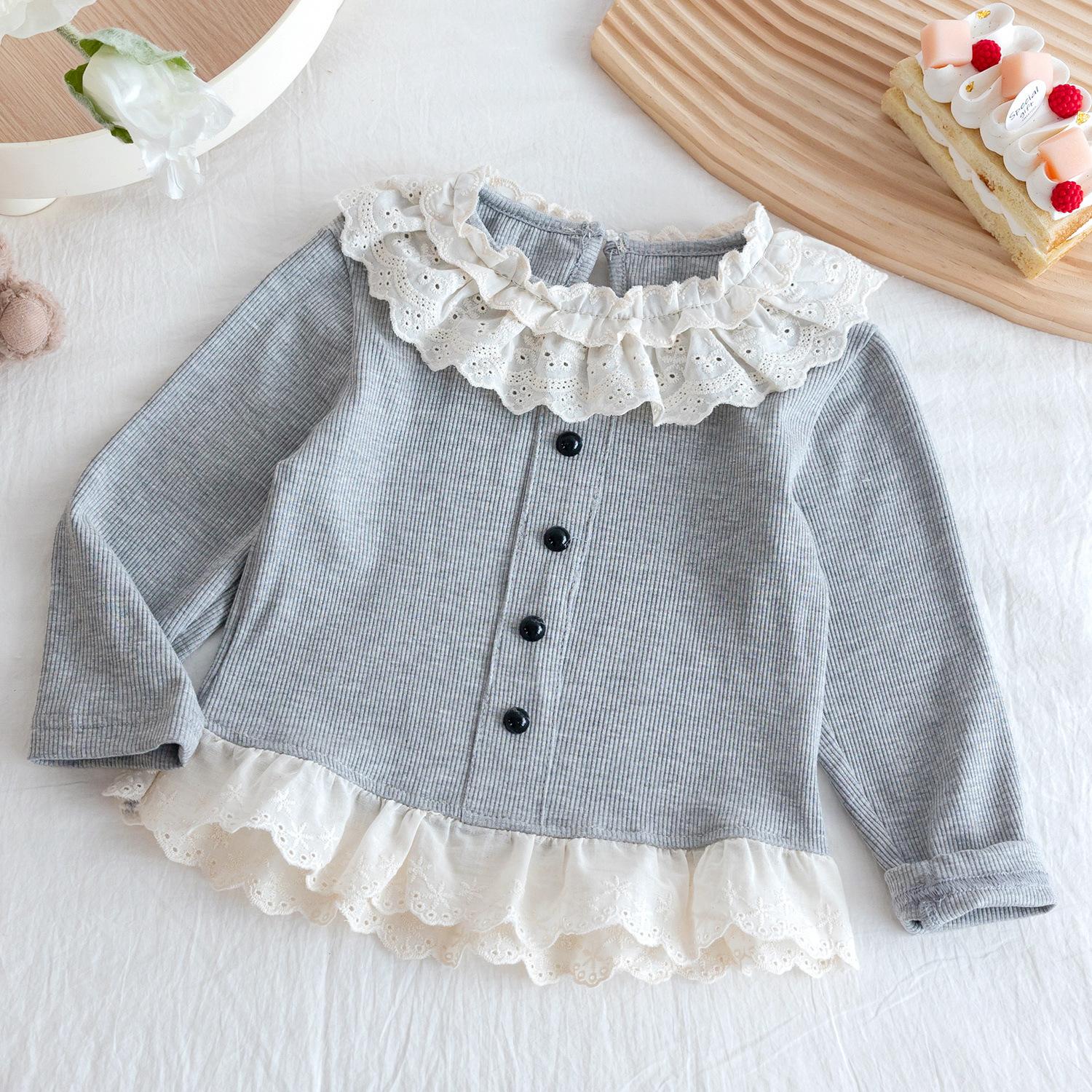 Spring Girls Sweet Ruffle Lace Knit Cardigan Baby Princess Coat Top 90cm