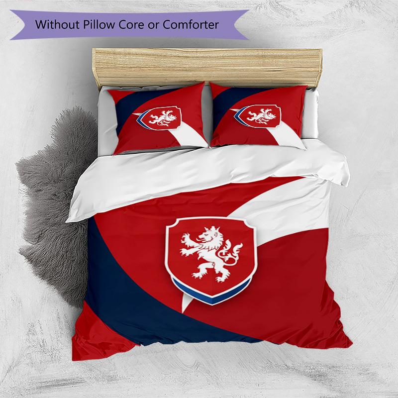 Czech Republi Football Printed Bedding 3 Piece Set Cozy Breathable Bed Cover Set As Housewarming Holiday Gift