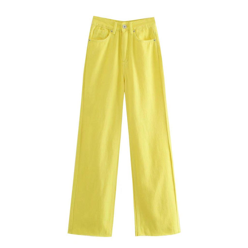 European & American French Design Women's High-Waisted Colored Straight-Leg Jeans - Versatile, Casual, Elegant
