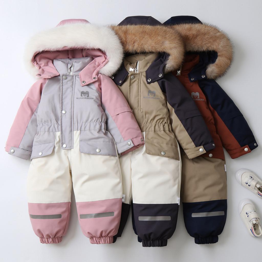 Snowsuit for Kids Toddler One Piece Snowsuit Ski Suits Girls and Boys Hooded Waterproof Jumpsuits Overalls Winter Warm Snowboard Coat Outdoor Jackets