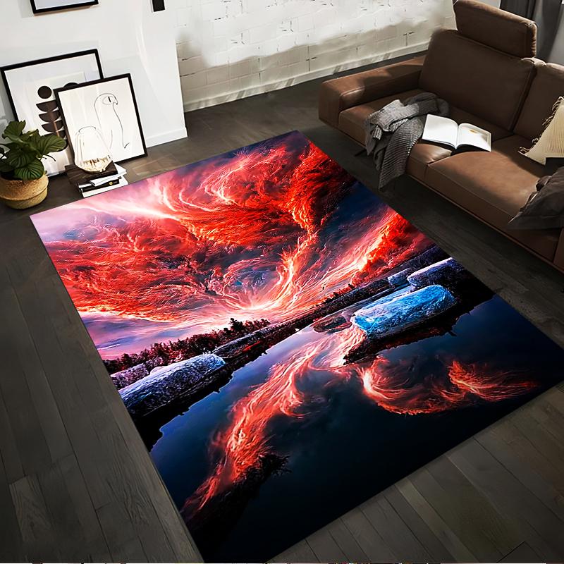 

Fiery Sky Reflection Landscape Printed Carpet for Living Room Decor Suitable for use as an anti-slip for living room bedroom sofas 40x60cm( 15x23in )