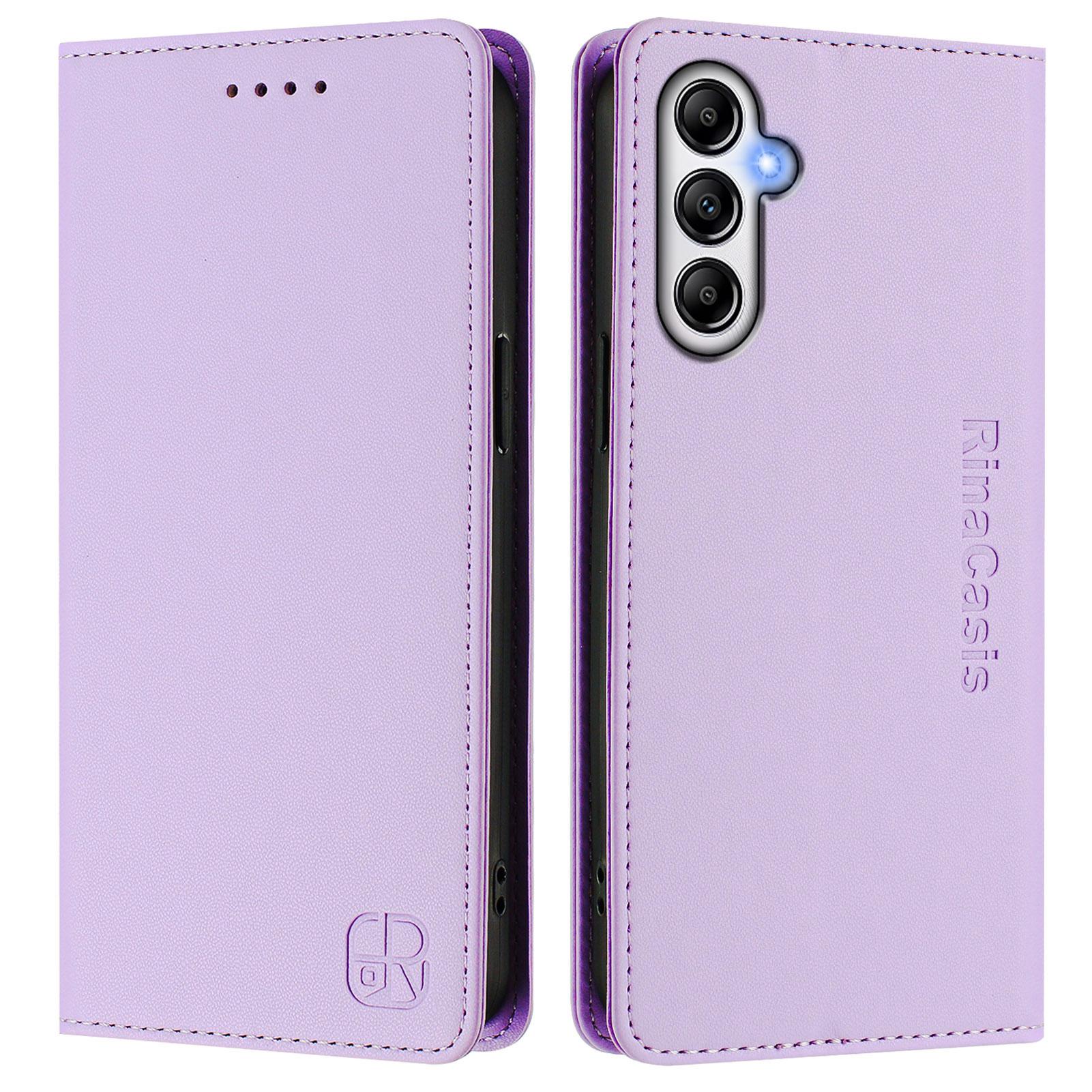 

For Samsung Galaxy A14 4G/Galaxy A14 5G Leather Case RINACASIS RC01 Phone Cover with RFID Blocking Wallet Stand Light Purple